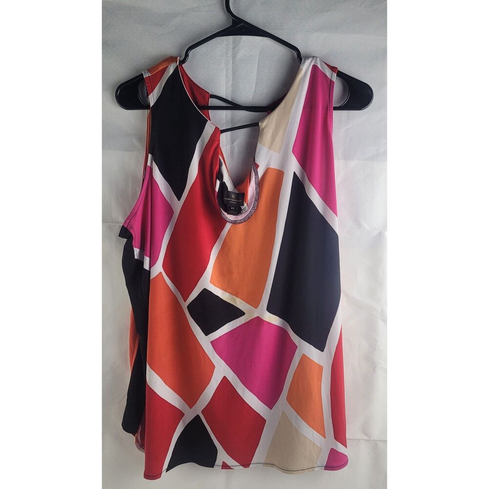 Worthington Multicolor Geometric Dress Sz 2X - Picture 2 of 5